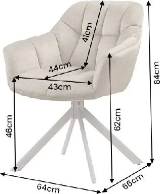 Set de 2 scaune pivotante PAPILLON catifea greige/ bej
