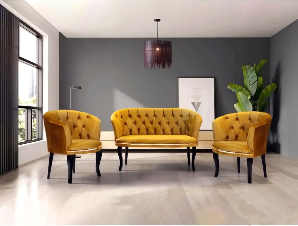 Set canapea Milano Relax Homs textil mustar gold