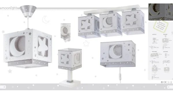 Plafonieră pentru copii Dalber 63233NE MOONLIGHT 3xE27/60W/230V