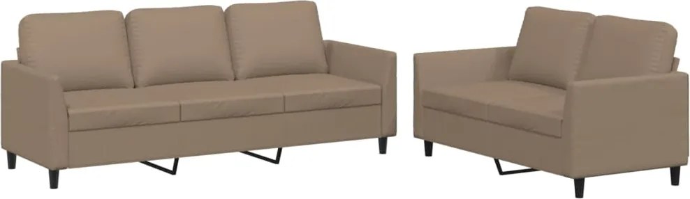 vidaXL Set de canapele cu perne, 2 piese, cappuccino, piele ecologică