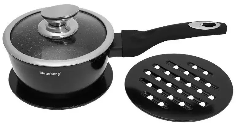 Set oale si tigai Klausberg KB 7322, 15 piese, Termocuplu, Orificiu de turnare, Inductie, Negru