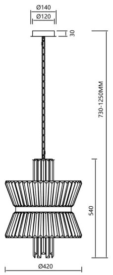 Lustră pe lanț AURELIA 8xE14/40W/230V auriu