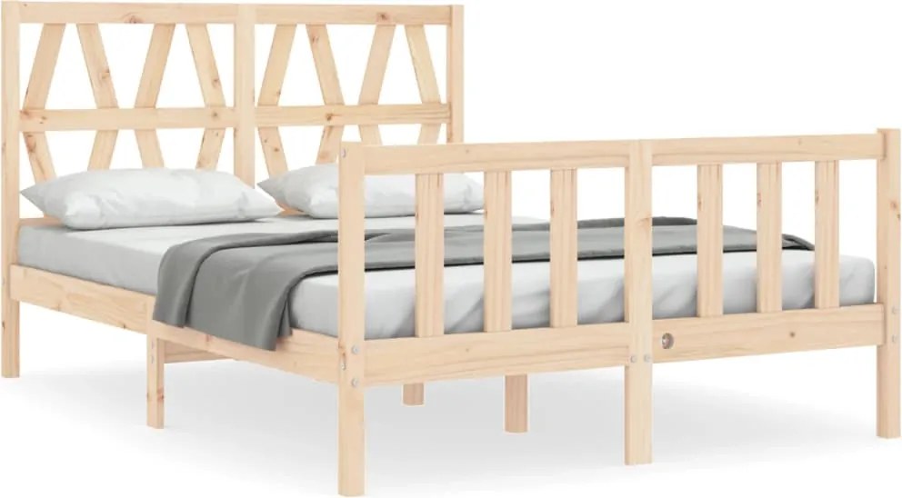 vidaXL Cadru de pat cu tăblie, dublu, lemn masiv