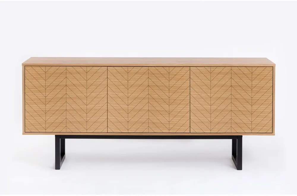 Comodă în decor de lemn de stejar Woodman Camden Herringbone, 175 x 75 cm