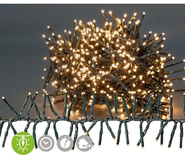 Nedis CLCS576 - Șir LED exterior Crăciun 576 LED/7 funcții 7,2m IP44 alb cald