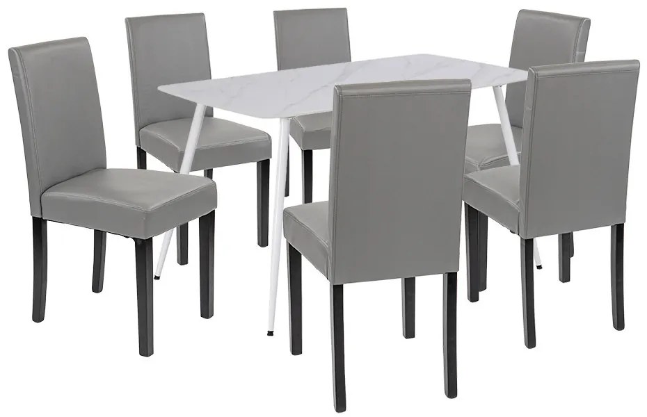 Set de masă Megan 6+1 alb-gri