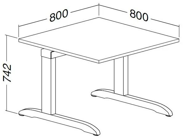 Masa ProOffice C 80 x 80 cm, cires