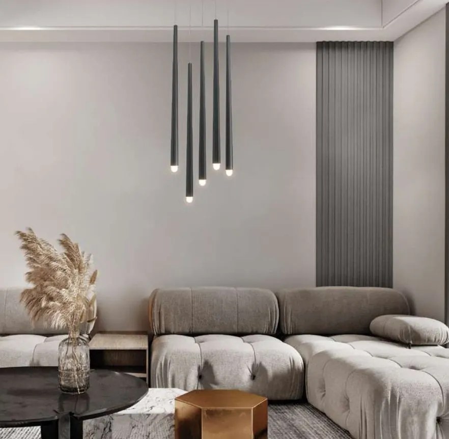 Lustra LED cu 5 pendule design modern Cascade negru
