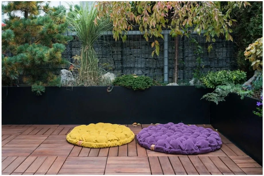 Pernă relaxare cu bile de masaj Linda Vrňáková Bloom, ø 75 cm, galben