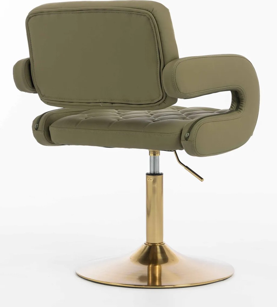 HR8403N Scaun Khaki Piele Ecologica Premium Soft cu Bază Aurie