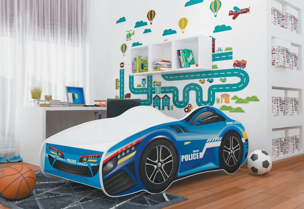 Supermobel Pat pentru copii AUTO + saltea + somieră GRATIS, 70x140, MODEL 04