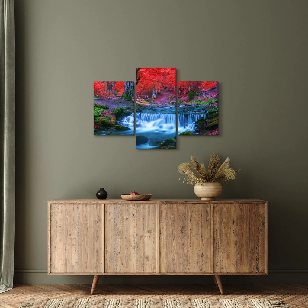 Tablou - Cascada în pădurea roșie (90x60 cm)