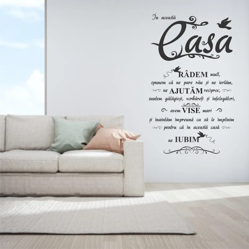 Sticker perete In aceasta casa Radem, Ajutam, Iubim!