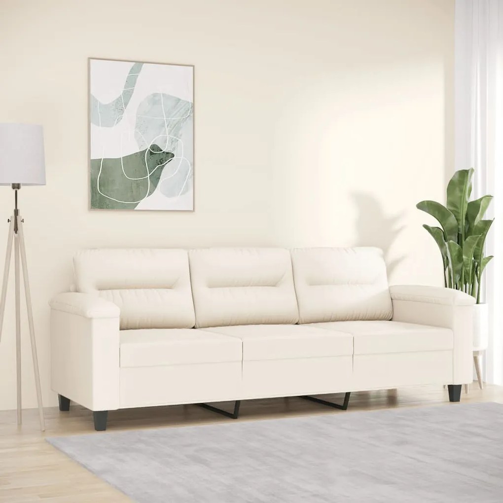 349232 vidaXL Canapea cu 3 locuri, bej, 180 cm, țesătură microfibră