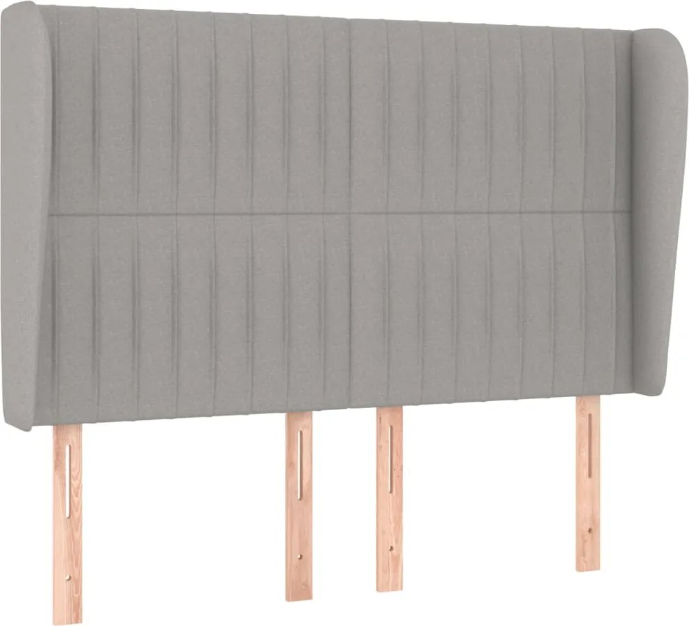 vidaXL Tăblie de pat cu aripioare gri deschis 147x23x118/128 cm textil