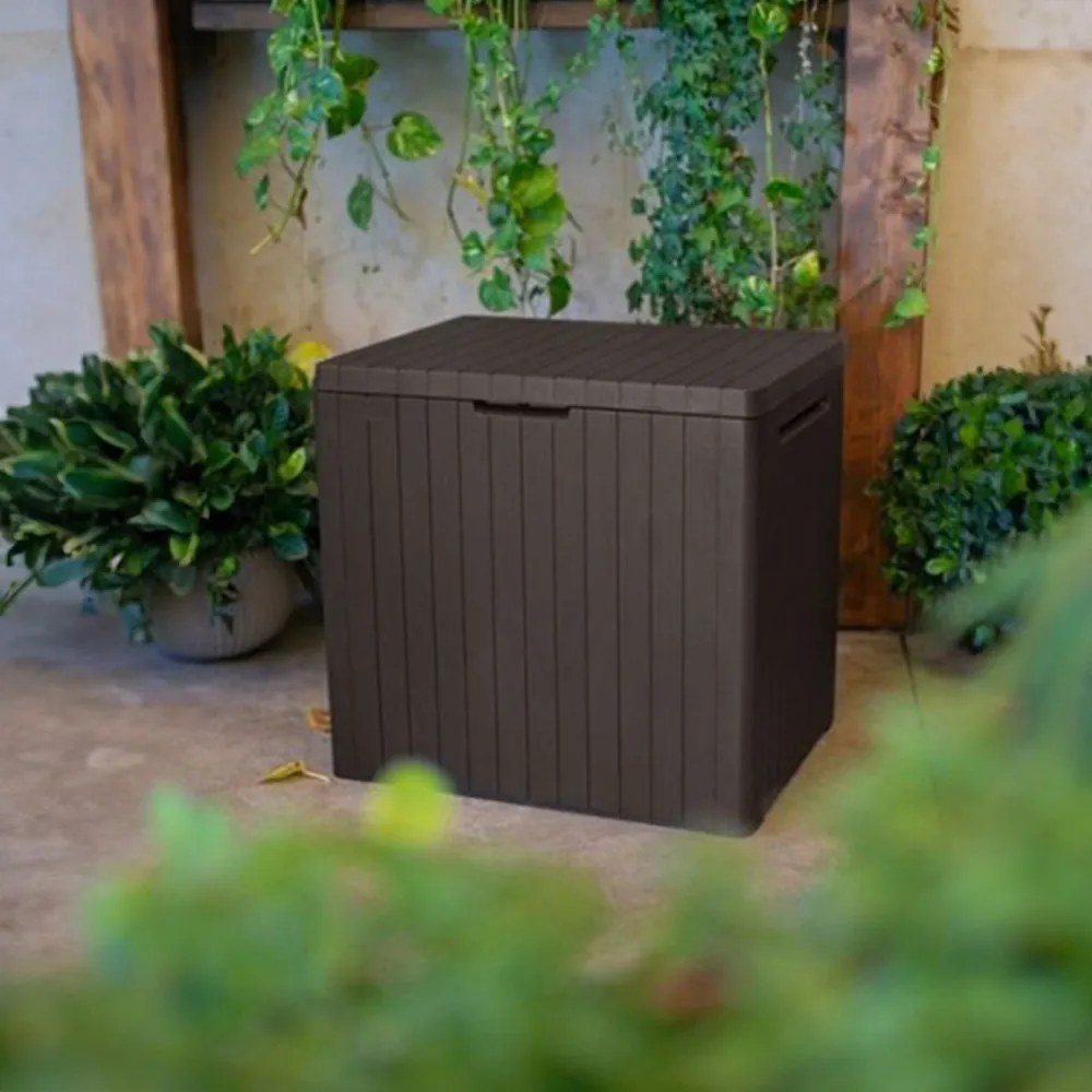 Cutie de depozitare pentru grădină din plastic City, 113L, maro