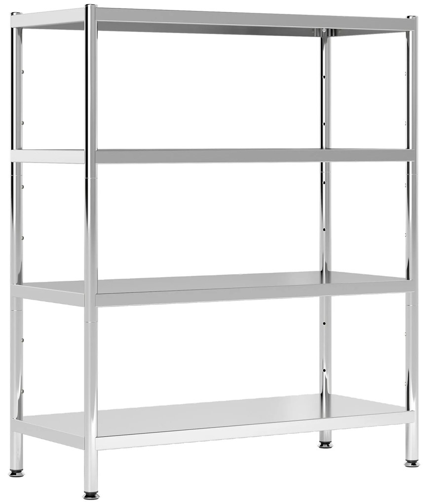 HOMCOM Raft de Depozitare pentru Bucătărie cu 4 Nivele din Oțel Inoxidabil 201 Argintiu | Aosom Romania