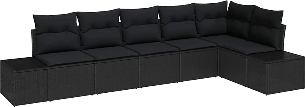 vidaXL Set de canapele pentru grădină 6 pcs Negru poliratan