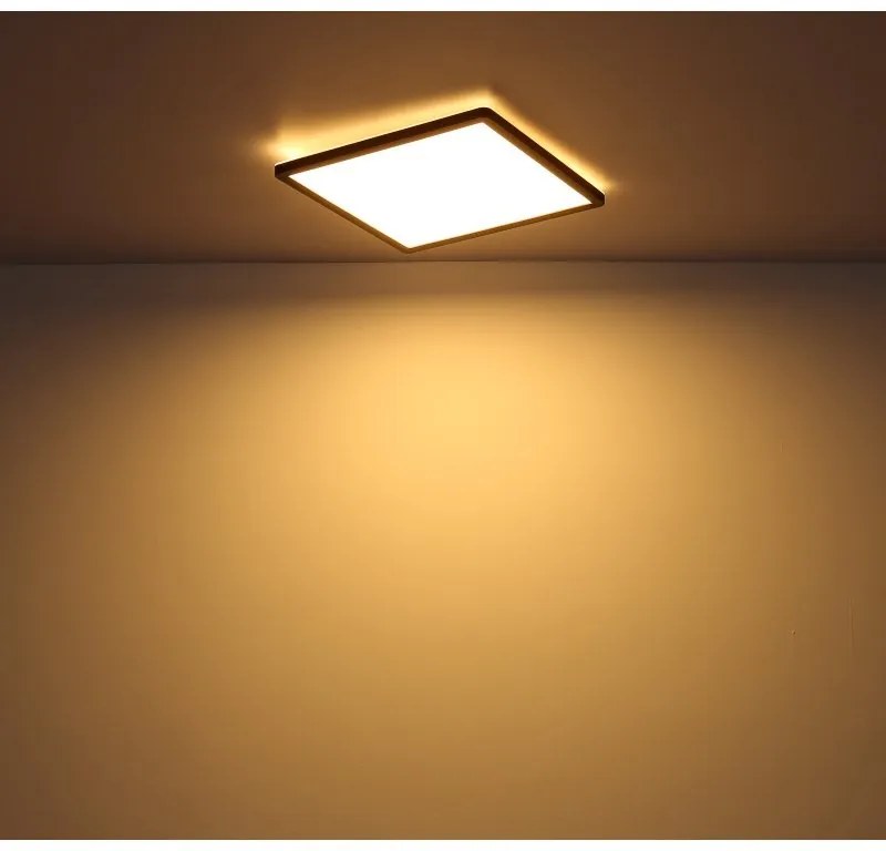 Plafoniera LED design slim Sapana negru 42x42cm