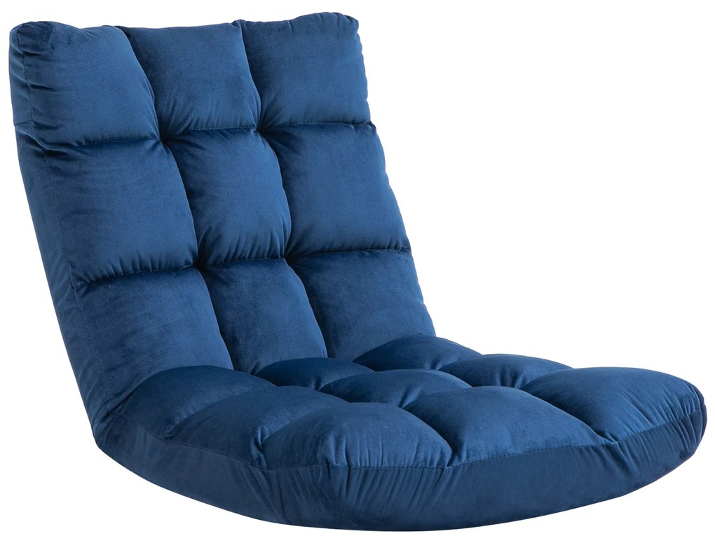 HOMCOM Fotoliu Convertibil Fotoliu Leneș Mare Confort Inclinație Spătar Multipozitii 90°-180° Flanelă de Poliester Tapițat Albastru Regal | Aosom Romania