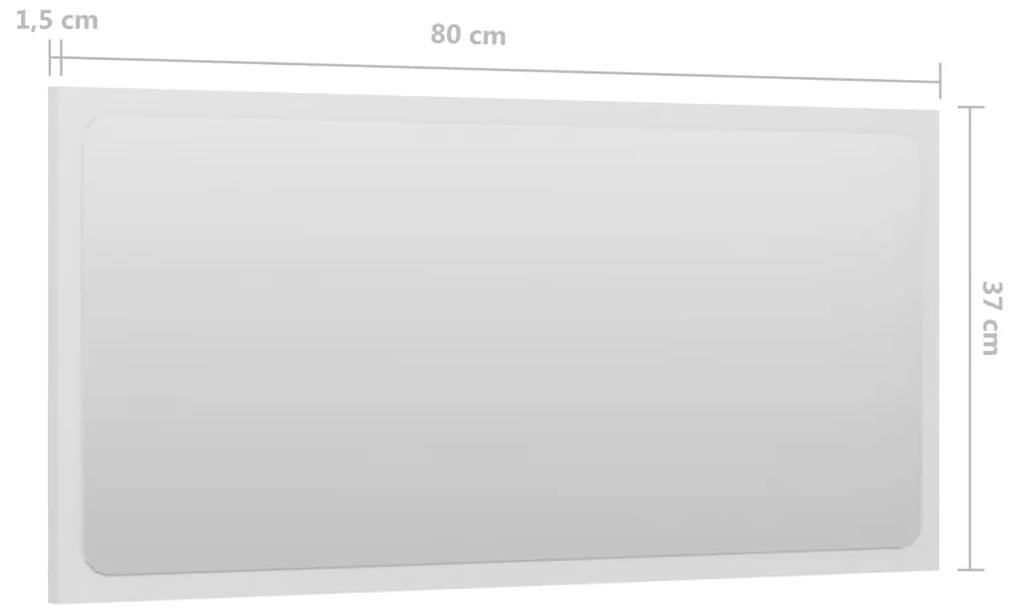 Oglinda de baie, alb extralucios, 80x1,5x37 cm, PAL Alb foarte lucios, 80 x 1.5 x 37 cm