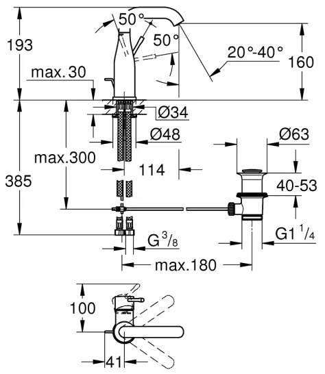 Baterie pentru lavoar GROHE ESSENCE 23462GN1, DN 15, mărimea M, finisaj auriu
