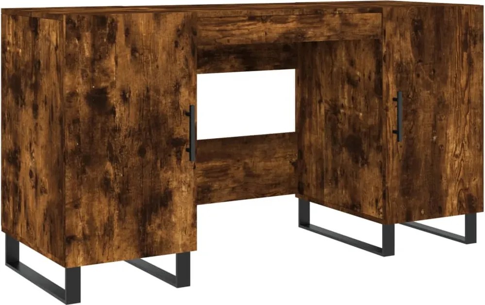 vidaXL Birou, stejar afumat, 140x50x75 cm, lemn compozit