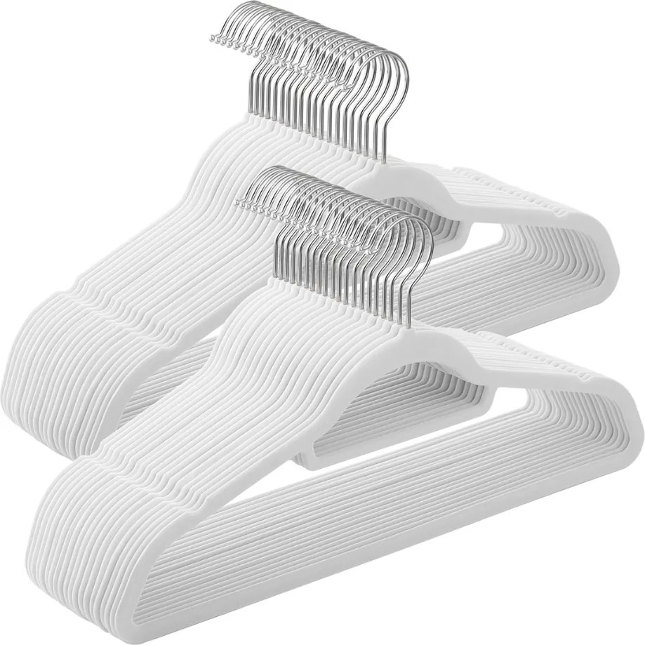 Set de umerașe catifelate antiderapante CHIC, 50 buc., alb SongmicsHome