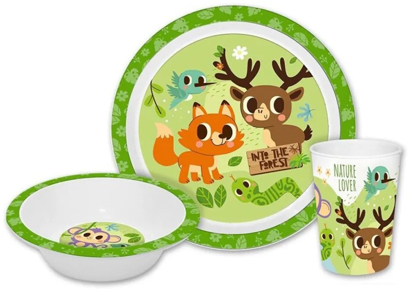 Animale Into the Forest, set de vase, plastic pentru microunde