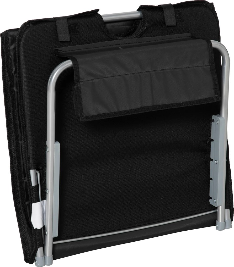 Outsunny Set de 2 Șezlonguri de Plajă cu umplutură - Plute de Plajă - preșuri de Plajă - Spătar reglabil Multi-Poziții - Sac de Transport Inclus - oțel Poliester PE Negru | Aosom Romania