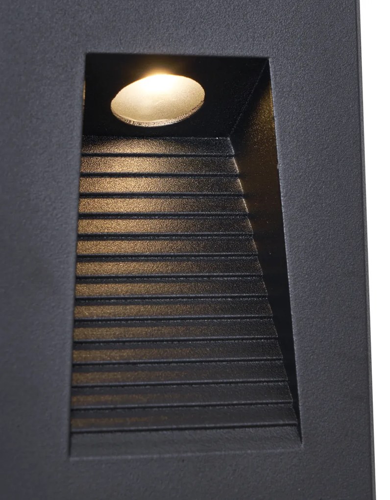 Lampă modernă de perete încastrată neagră 7cm incl. LED IP65 - Trem