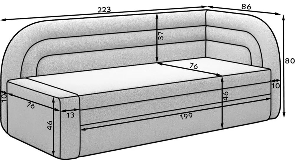 Canapea bej extensibilă/cu spațiu de depozitare cu tapițerie din catifea cu colț pe partea stângă 223 cm Fabillo – ELTAP