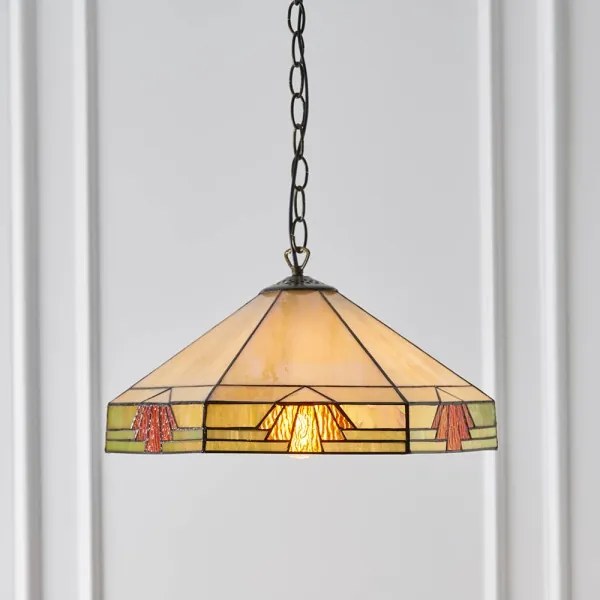 Candelabru cu lanț Tiffany NEVADA, 1xE27/60W/230V, Ø 35 cm — Endon 64285