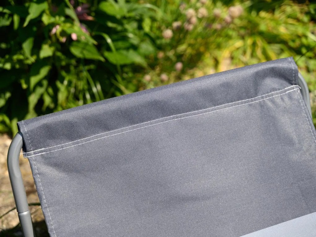 Set de 2 sezlonguri pliante pentru plaja SAND, dungi gri