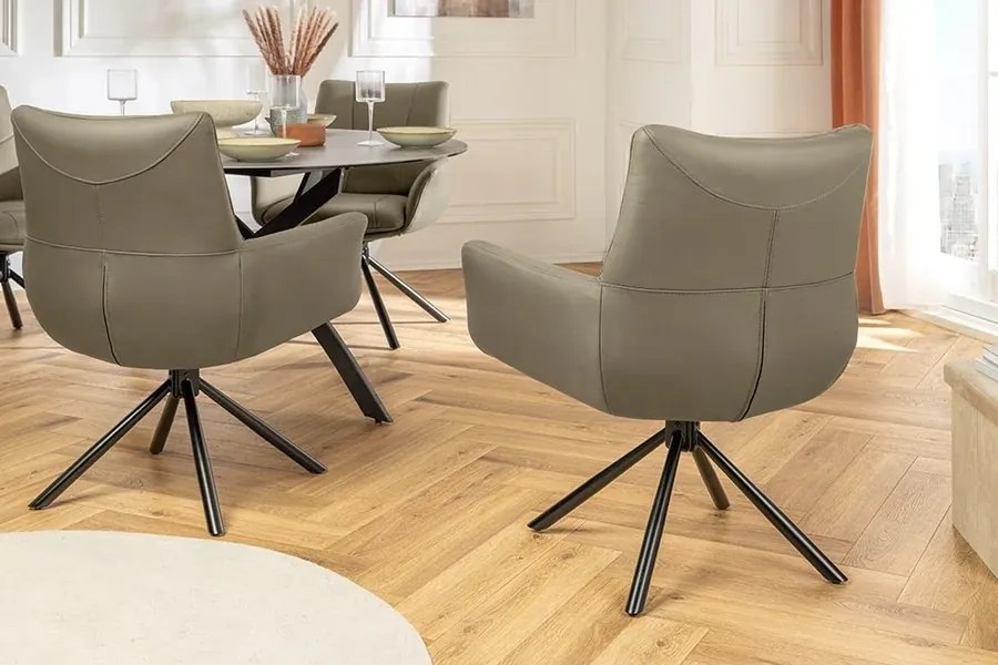 Set de 2 scaune pivotante SIGNATURE piele naturala taupe