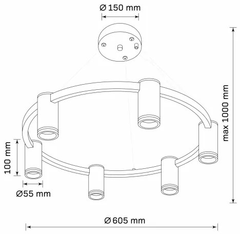 Lustră pe cablu PARIS 6xGU10/12W/230V negru