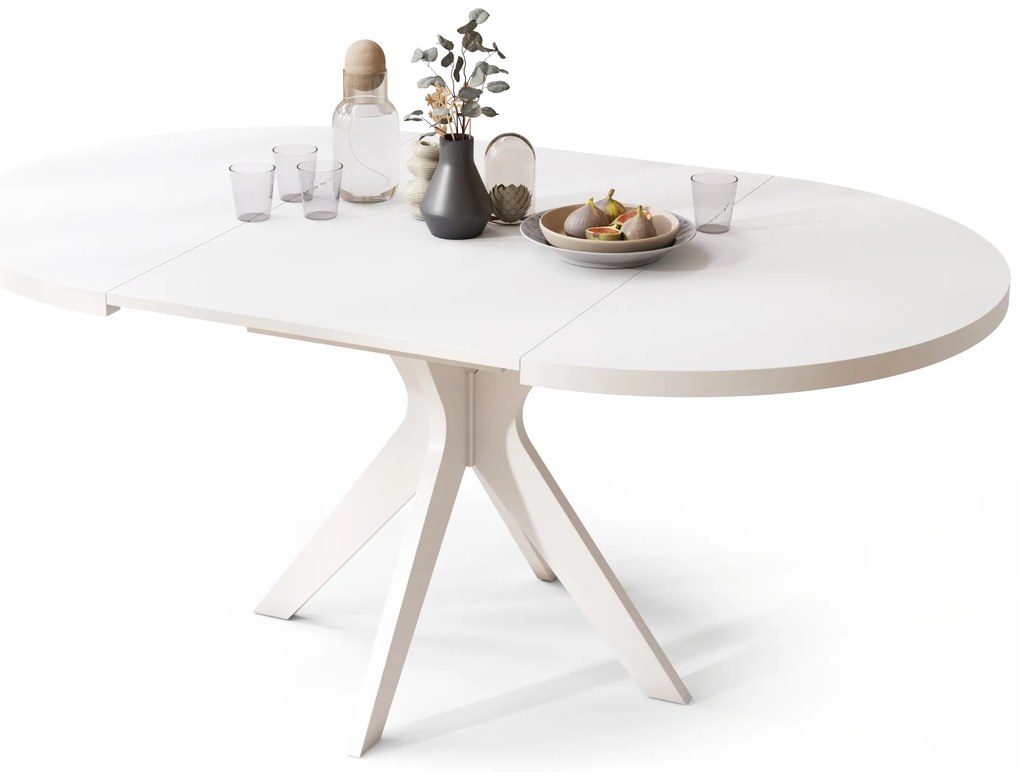 Mazzoni RENZO Alb - MASĂ ROTUNDĂ Ø110 EXTENSIBILĂ PÂNĂ LA 180 cm | PENTRU BUCĂTĂRIE SUFRAGERIE LIVING RETRO