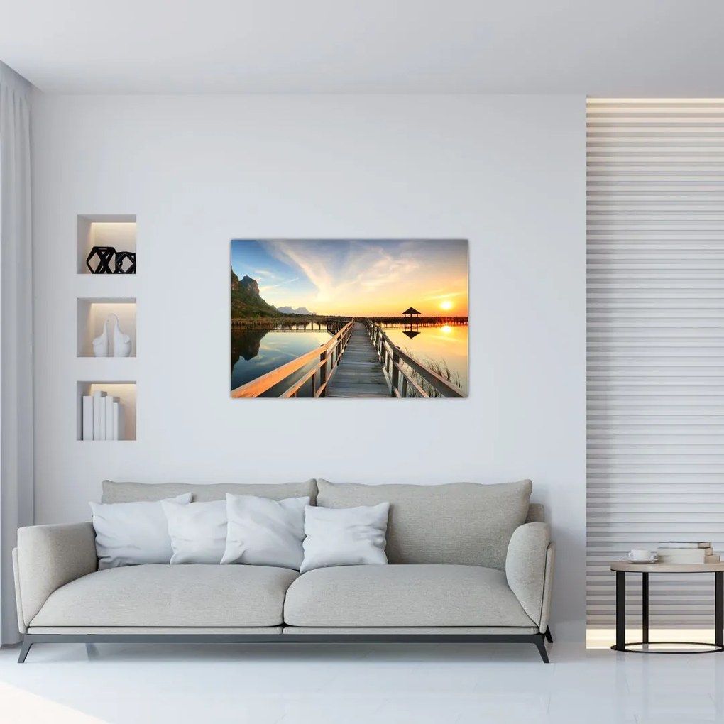Tablou ponton din lemn (90x60 cm)