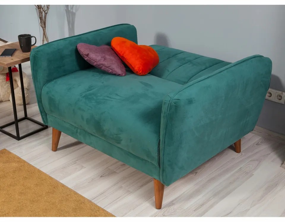 Canapea 2 Locuri, Lemn Solid, Aqua Loveseat, Verde Marin