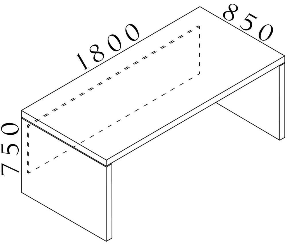 Masa Lineart 180 x 85 cm, ulm deschis