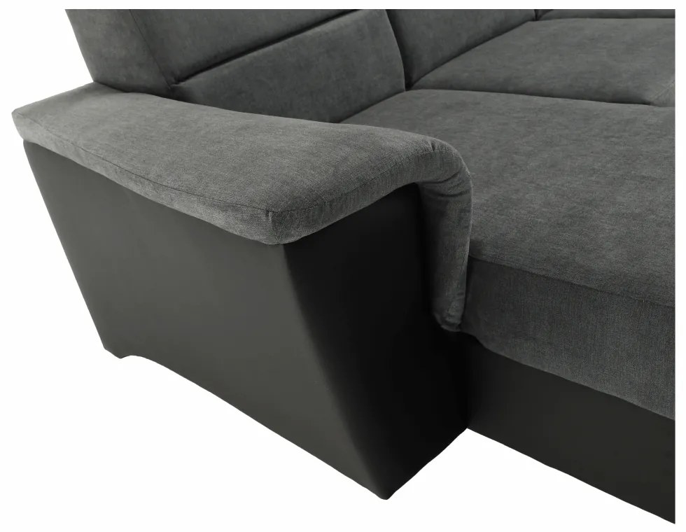 Colţar, piele ecologică negru/material, model dreapta, SANTIAGO U