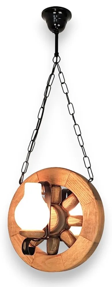 Candelabru rustic fabricat manual din lemn diam.30cm, 2 brate Roata WOOD-RO-SP2D30