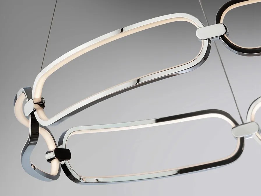 Lustra LED suspendata design ultra-modern, dimabila cu telecomanda, 80cm Colette crom
