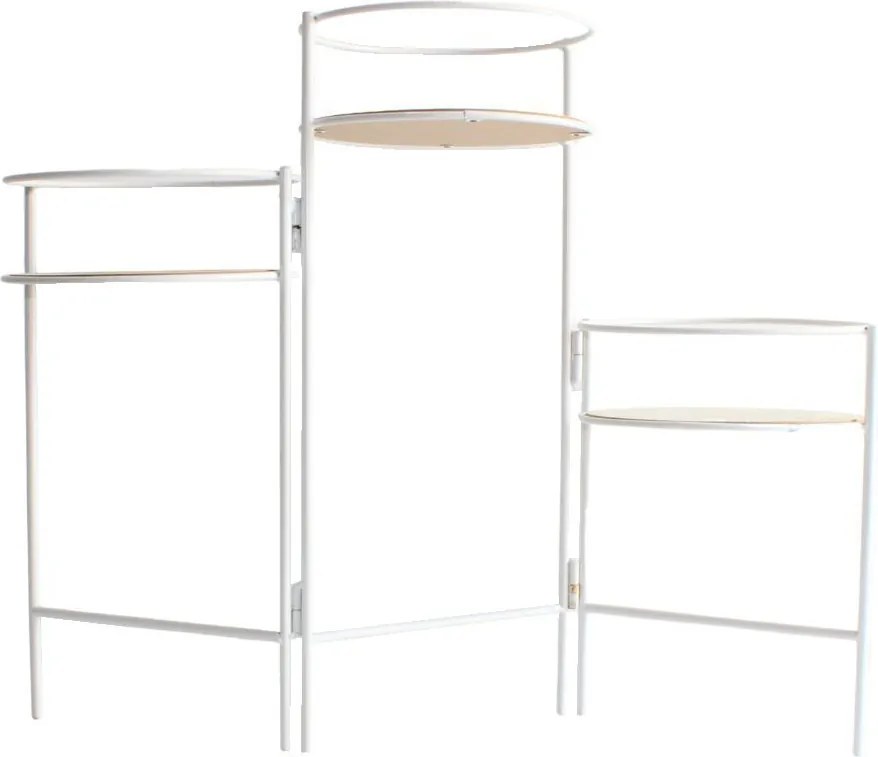 Suport metalic alb pentru 3 ghivece, 66x22x49 cm