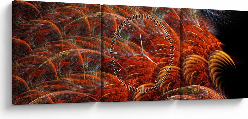 Tablou - Pene de imitație abstractă (cu ceas) (90x30 cm)