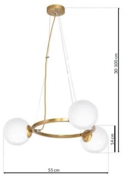 Lustră pe cablu VIENNA 3xE14/40W/230V auriu