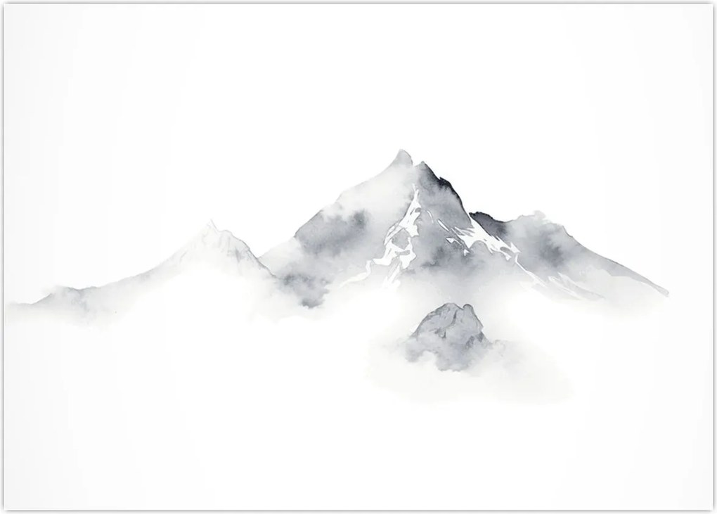Tablou - Pictură cu cerneală de munți (70x50 cm)
