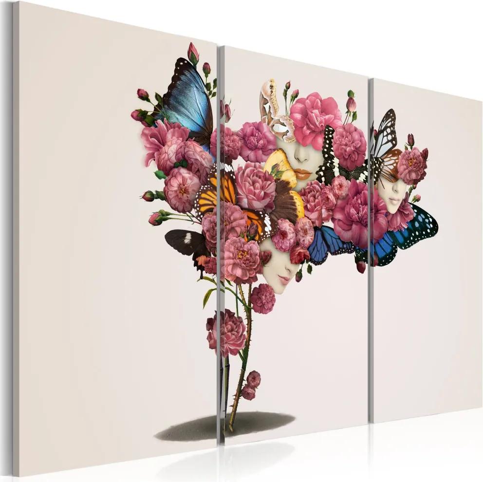 Tablou Bimago - Butterflies, flowers and carnival 60x40 cm