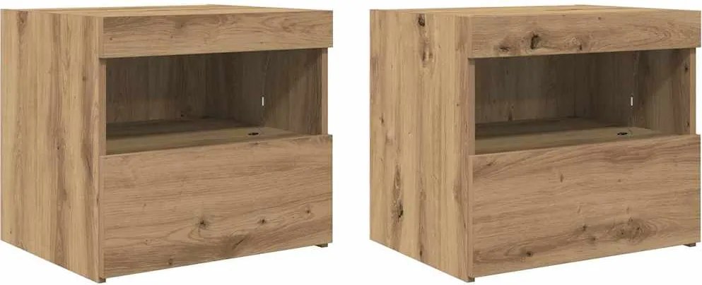 vidaXL Dulap de noapte 2 pcs Stejar Artizanal 50 x 40 x 45 cm