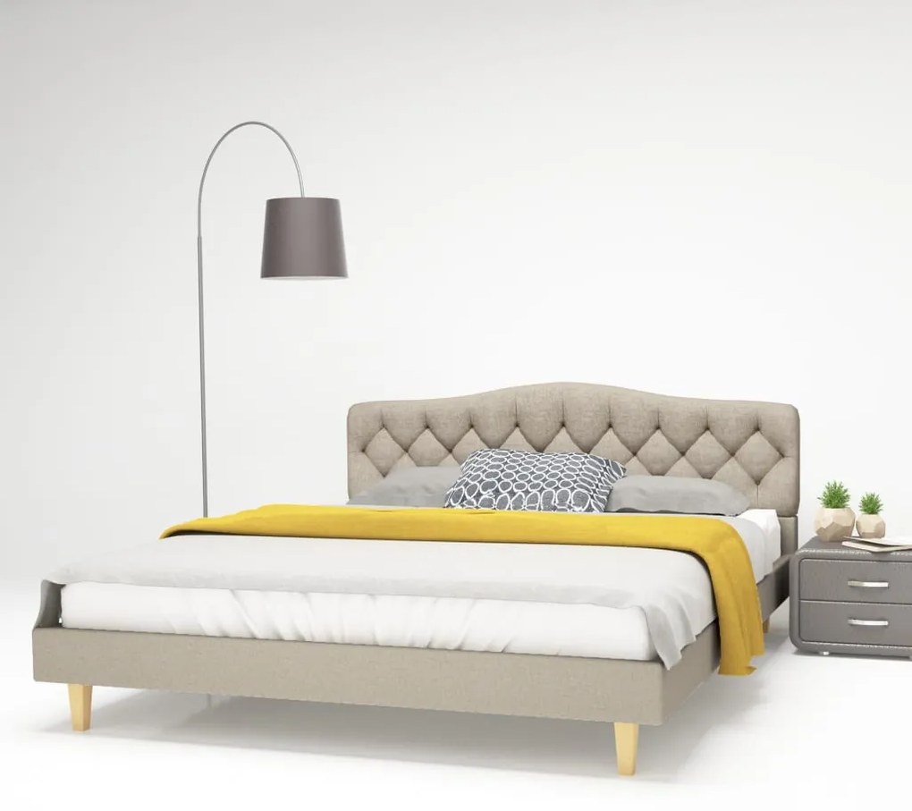 245530 vidaXL Cadru de pat, bază șipci, material textil, 160 x 200 cm, bej